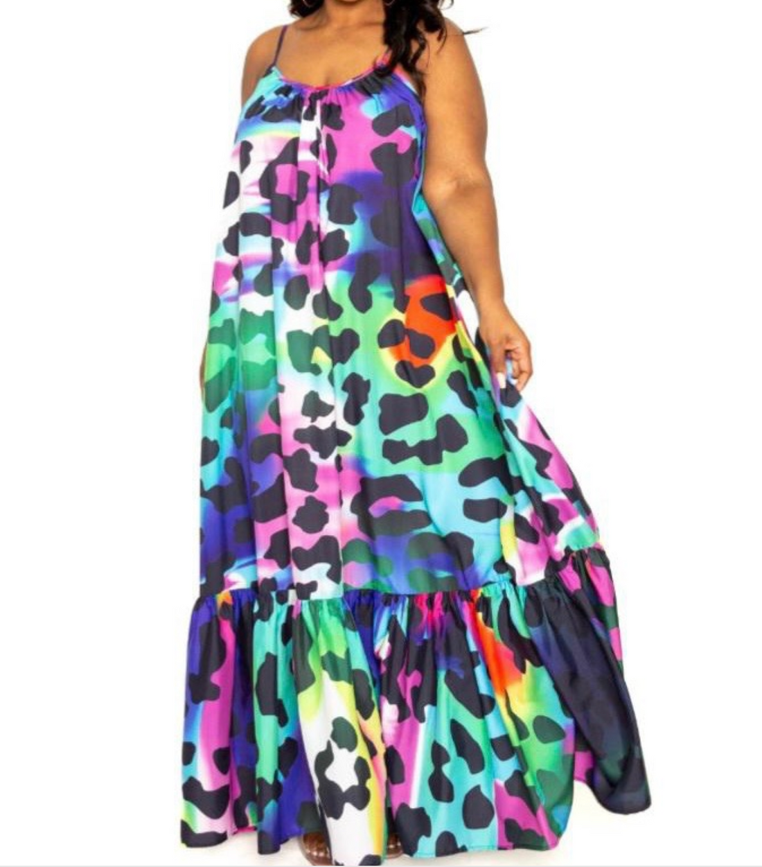 Color Leopard Maxi Dress